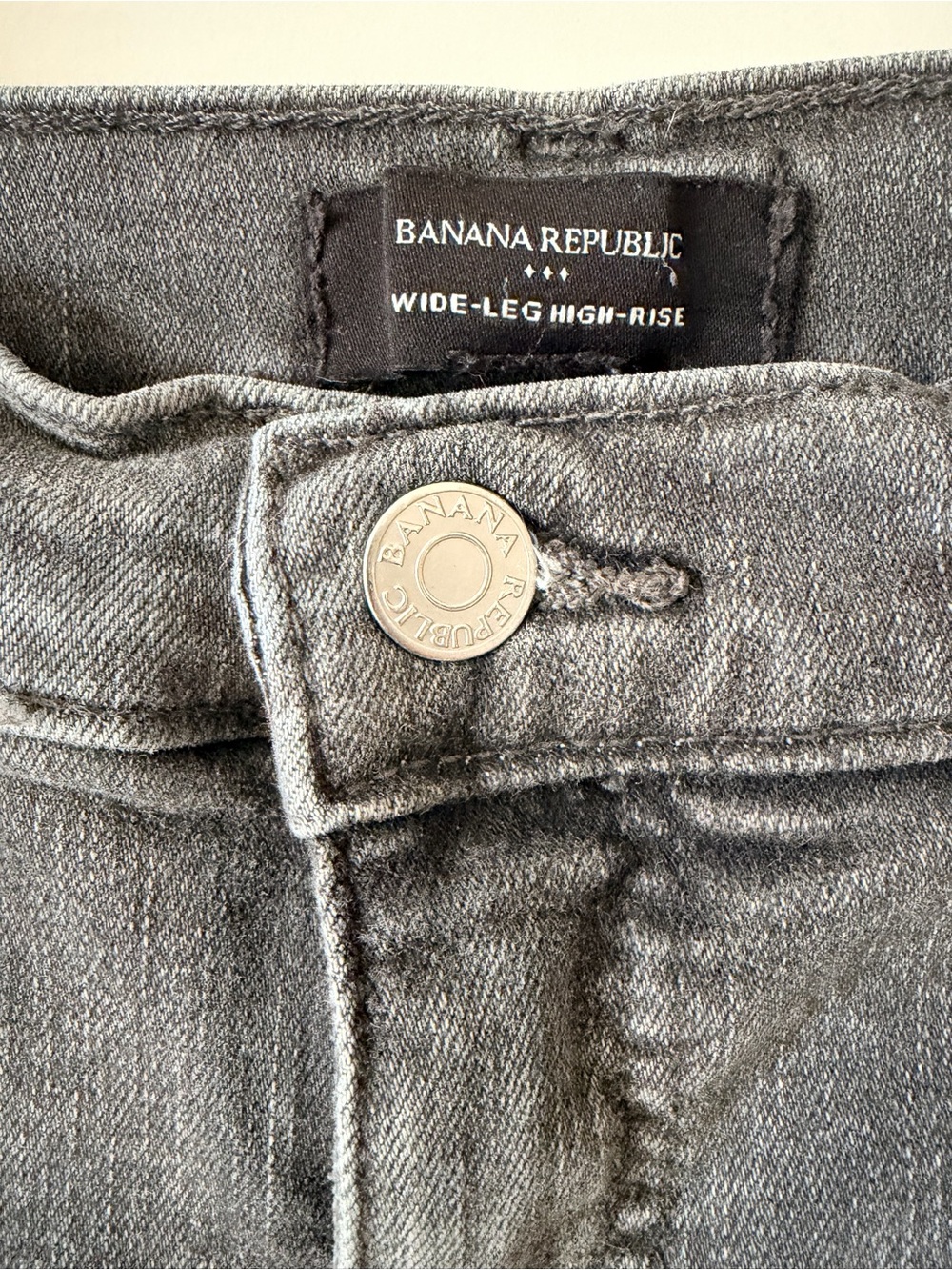 Banana Republic Factory Wide Leg High Rise Jeans Gray Black Wash Size 28/6 - Picture 2 of 6
